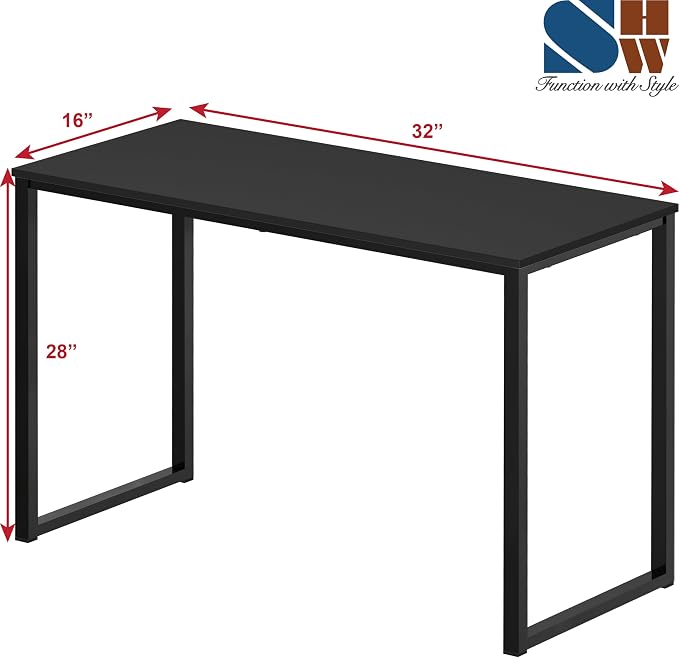SHW Mission 32-Inch Home Office Computer Desk, Black