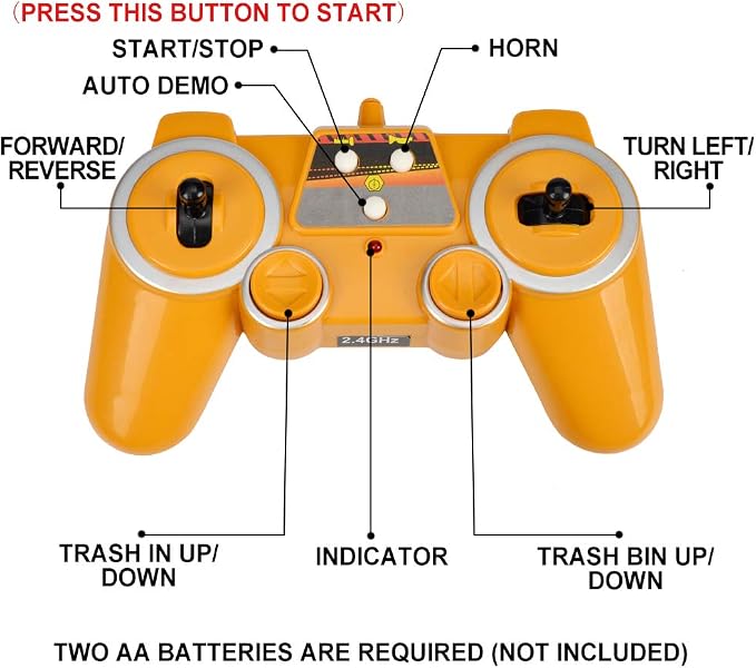 DOUBLE E Benz Licensed Remote Control Garbage Truck Electric Recycling Toy Set with Trash Bin Real Lights Rechargeable Waste Management Trash Truck Toys Gift for Kids