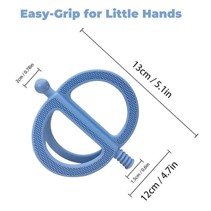 SOLIFEGOBLE 2 Pack Baby Teething Toy for 0-24 Months, Food Grade Silicone Teether, Easy Grip Design to Soothe Gum Pain, BPA-Free, Freezable & Dishwasher Safe (Khaki+Light Blue)