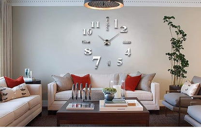 FASHION in THE CITY Large 3D DIY Wall Clock Frameless Mirror Surface Big Wall Clock Home Decoration for Living Room Bedroom Home Office Kids Room Hotel Coffee Hall Bar Wall Decoration