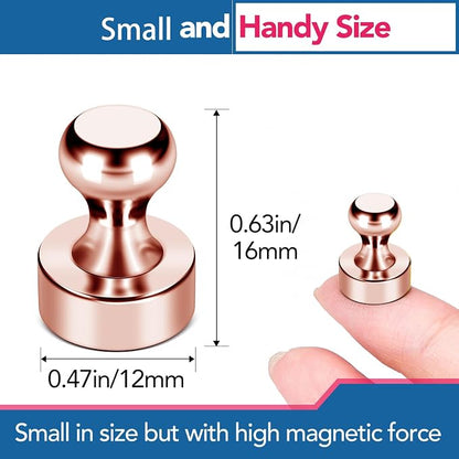 LOVIMAG Fridge Magnets 18Pcs for Refrigerator Whiteboard, Rose Gold | Small Strong Neodymium Metal Cute Push Pin for Classroom, Kitchen, Accessories Decorative, Office, Calendar