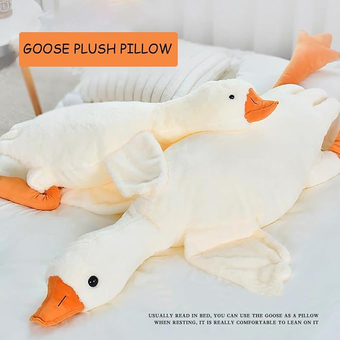 25.5 Inches Goose Stuffed Animals Plush Pillow Super Soft White Swan Sleeping Throw Plushie(White, 25.5")