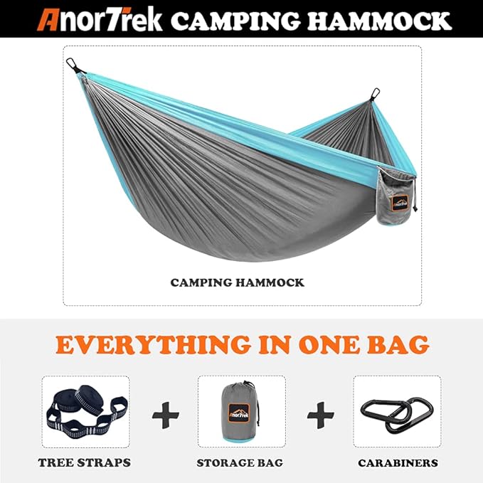 Camping Hammock, Super Lightweight Portable Parachute Hammock with Two Tree Straps Single or Double Nylon Travel Tree Hammocks for Camping Backpacking Hiking