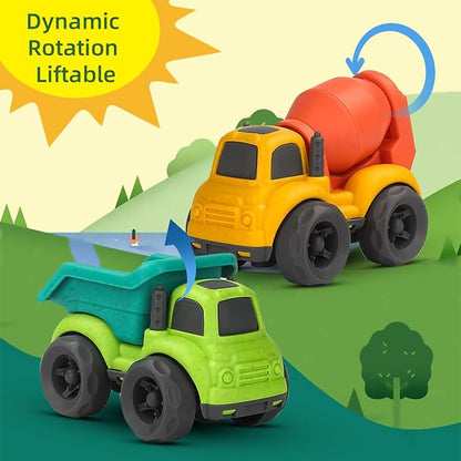 Aigitoy Toddler Car Toys for 1-3 Year Old, BPA Free, Phthalates Free, PVC, Dump Truck, Mixer Cement, Easter Christmas Birthday Gifts for 2 3 4 Year Boy Girl. Dishwasher Safe, Recycled Plastic