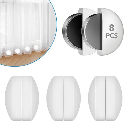 8 Pcs Shower Curtain Weights, Silicone Wrapped Heavy Duty Shower Curtain Magnets, Curtain Weights Heavy Outdoor, Prevent Curtain Liner from Blowing Around, Work for Drapery, Flag, Tablecloth(4 Pairs)