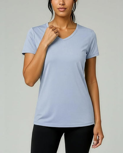 5 Pack Women's Dry Fit V Neck Workout Tops T Shirts Athletic Gym Yoga Tees | Available In Plus Size, Cooling Moisture-Wicking, Short Sleeve, Quick-Dry, Fitness, Stretch, Exercise, Running, Hiking