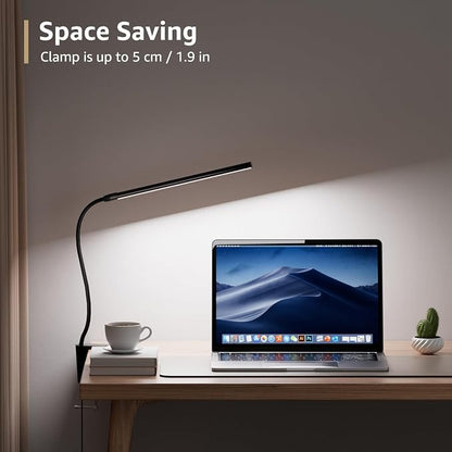 Lepro Clip on Desk Lamp LED Reading light Dimmable USB Small Clamp Lamp with 3 Color Modes 10 Brightness, Adjustable Flexible Gooseneck Table Light for Bed Headboard, Nail, Home Office,Computer(Black)