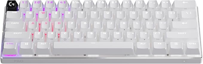 Logitech G PRO X 60% Wireless Gaming Keyboard (Tactile Optical) - White | Ultra compact TKL, for Windows PC, LIGHTSYNC RGB, dual-shot PBT keycaps, GX optical switches