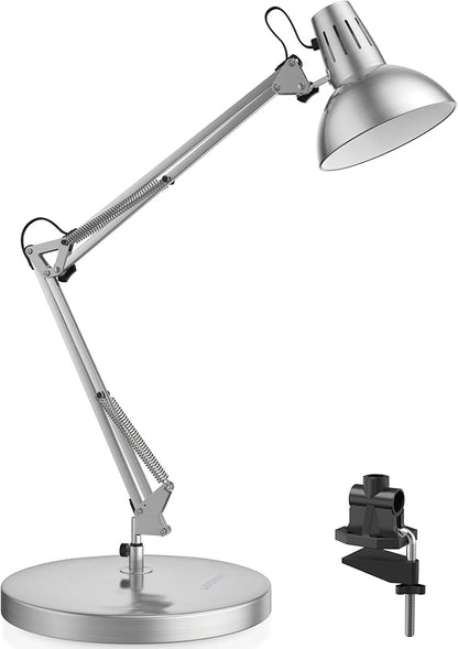 LEPOWER Metal Adjustable Desk Lamp with Clamp, Swing Arm for Home Office | Gooseneck, Architect Style, Eye-Caring Table Lamp, On/Off Switch, E26 Base, Reading for Dorm, Bedroom, Study, Back to School