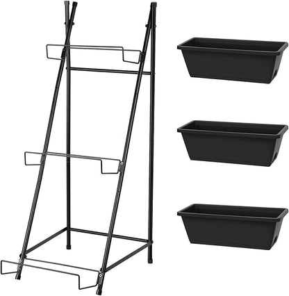 3 Tier Vertical Garden Planter Small Raised Garden Bed Freestanding Plastic Raised Planter Boxes Herb Planter Stand with Removable Tray for Indoor Outdoor Herbs Flowers Vegetables Plants Grey