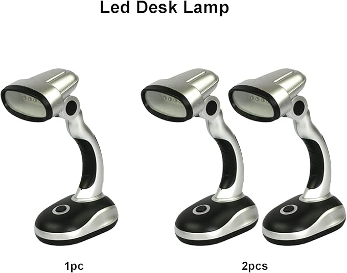 Led Desk Lamp, 12 Bulb LED Portable Desk Lamp Powered Battery Table Light, Computer Bedside Table Camping Light, Bright Battery Operated Desk Lamp Work Reading Light (2PCS)