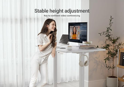 YDN 55 x 24 Inch White Electric Standing Desk | Adjustable Height, Sit Stand, Cable Management, Ergonomic, Home Office