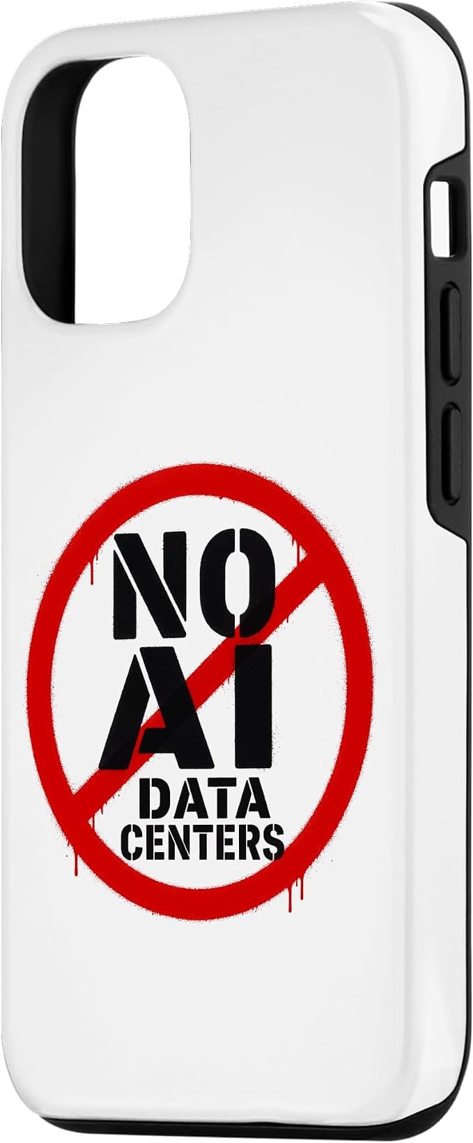 No AI Data Centers – Simple Minimal Spray Paint Style Text Case for iPhone 12/12 Pro
