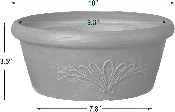 Arcadia Garden Products PSW TA25C Plastic/Stone/Wood Composite Bulb Pan – No Drainage Hole (Drillable), Planter Bowl for Succulents, Bonsai, Fairy Gardens, Herbs,10-Inch, Chocolate