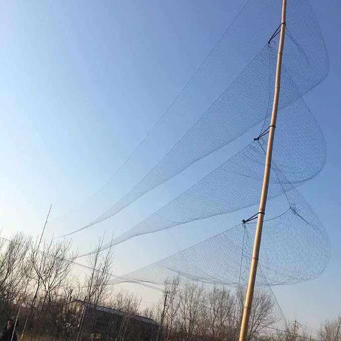 Mist Net Deep Pockets Nylon 110/2D 15mm Mesh Size Bird Netting,Invisible Net,Anti Wind System,Airport Bird Prevention (10x50 ft)