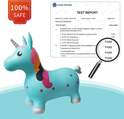 HotMax Unicorn Bouncy Horse Toys for 2 Year Old Girl, Toddlers Bouncing Animals, Ride on Rubber Jumping Toys for Baby Girl or Boy 1st Birthday Gift for 2 3 4 Year Old (Blue Unicorn)