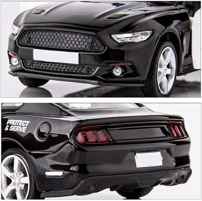 BDTCTK 1/36 Compatible for Ford Mustang GT Police Car Model Zinc Alloy Die-Cast Pull Back Vehicles Kid Toys for Boy Girl Gift (Black)