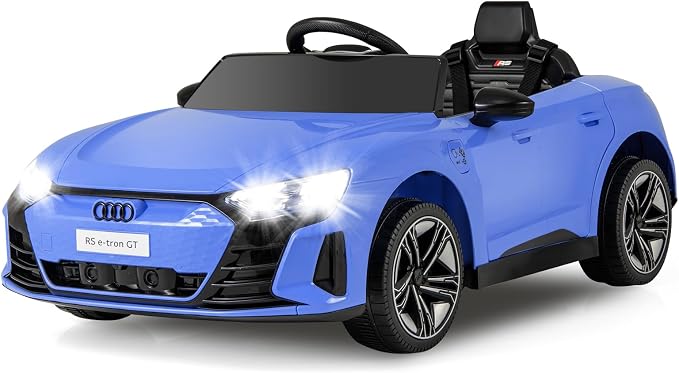 INFANS 12V Kids Ride On Car, Licensed Audi RS e-tron GT Electric Vehicle with Remote Control, Toddlers Battery Powered Toy with 4 Wheels Suspension, LED Headlight, Music, MP3, USB, TF Port (Blue)
