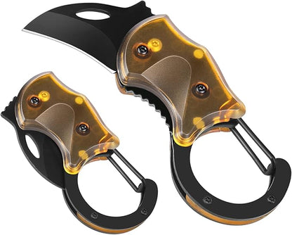 FUNBRO Small Pocket Knife, Cool Box Cutter with 1.34 Inch Sharp Blade | Edc Knives Tool (Amber)