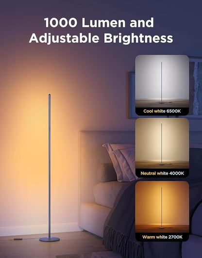 Govee RGBIC Floor Lamp Basic, 1000lm LED Corner Lamp | Works with Alexa, Smart Modern Floor Lamp with Music Sync and Color Changing Standing Lamp for Bedroom Living Room Blue