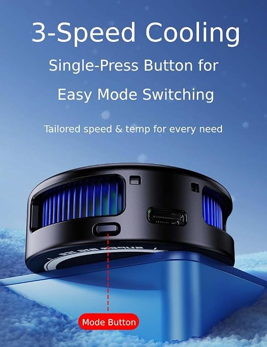 Phone Cooler for Gaming, Low Noise USB Cell Phone Cooler with Smart Temp Control, Phone Cooling Fan with RGB LED Lights, Magnetic Ring & Clip Fan for Phone Gaming & Streaming
