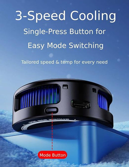 Phone Cooler for Gaming, Low Noise USB Cell Phone Cooler with Smart Temp Control, Phone Cooling Fan with RGB LED Lights, Magnetic Ring & Clip Fan for Phone Gaming & Streaming