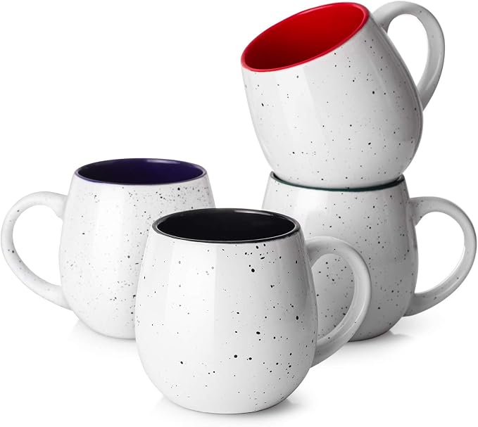 LIFVER 20 Ounces Coffee Mugs Set of 4, Large Ceramic Coffee Mugs with Handles for Coffee Tea Hot Cocoa, Espresso Cups Gifts for him her, Jumbo Soup Mugs Set of 4