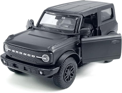 2-Door Bronco Badlands Model Car 1/36 Scale Diecast Toy Cars Metal Alloy Children’s Vehicles, Pull Back Doors Open, Black Rim, Mens Collection, Kids Toys for Boys Gifts, Cake Topper Home Décor, Black