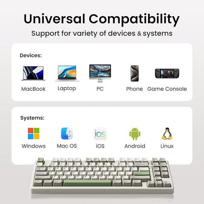 Kisnt KN85 Wireless Mechanical Keyboard, 75% Layout, Bluetooth/2.4GHz/USB-C, Custom RGB Backlit, Hot-Swappable Linear Switch, Creamy Sound for Gaming/Typing (Industrial Gray)