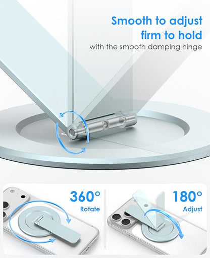 Magnetic Phone Stand for Magsafe, Ultra-Slim Snap-on Phone Holder Kickstand,180° Adjustable Angle Damping Design Cellphone Grip, Blue