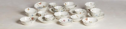 Lenox Pasta Bowls, 20oz Butterfly Meadow Pasta Bowl Set of 4, Service For 4, Porcelain, White Serving Bowls, Wide, Shallow, Lenox Butterfly Meadow Collection, Dishwasher/Microwave Safe (White 4-Piece)