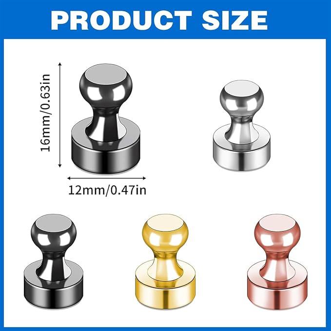 LOVIMAG Fridge Magnets 25Pcs for Refrigerator Whiteboard, Colorful | Small Strong Neodymium Metal Cute Push Pin for Classroom, Kitchen, Accessories Decorative, Office, Calendar