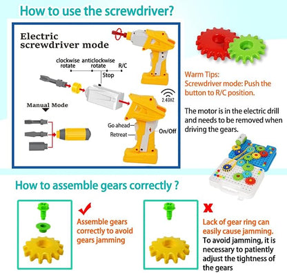 Gears Toys for Kids Ages 4-8, STEM Educational Construction Toys, Building Toy Set for Boys and Girls, Engineering Building Blocks Creative Learning Toy Set