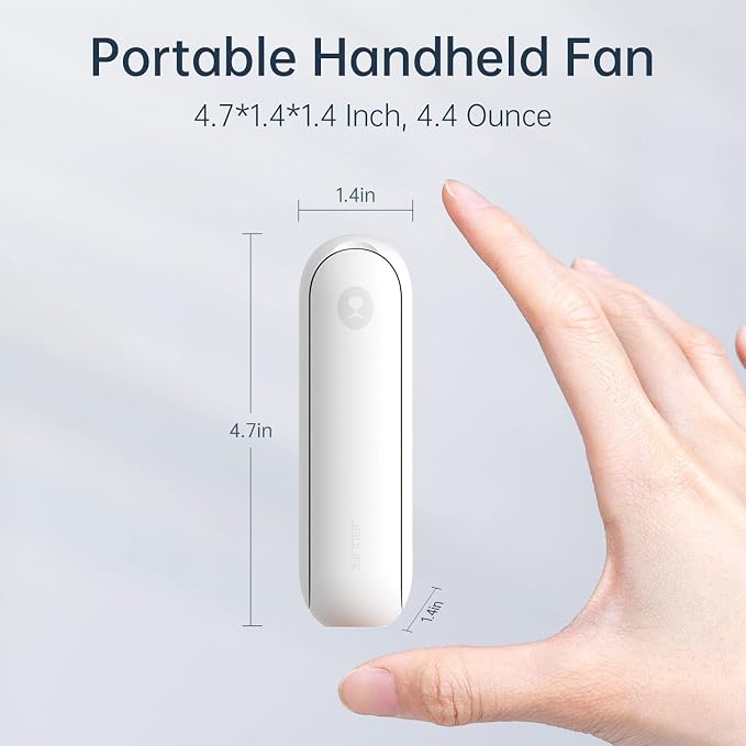 JISULIFE Portable Handheld Fan, 3 In 1-Fan, Power Bank, Flashlight, White | Mini Cooling Essential for Outdoor, Small, On-the-Go Pocket Hand Design, 19 Hours, Auto Shut-Off Safety Soft Blade