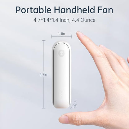 JISULIFE Portable Handheld Fan, 3 In 1-Fan, Power Bank, Flashlight, White | Mini Cooling Essential for Outdoor, Small, On-the-Go Pocket Hand Design, 19 Hours, Auto Shut-Off Safety Soft Blade