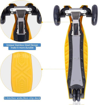 3 Wheel Scooter for Kids Ages 6-12,Kids Scooter with Light Up Wheels, Sturdy Deck Design, and 4 Height Adjustable Suitable for Kid Ages 3-12