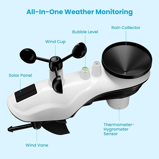 WiFi Smart Weather Station with Weatherseed® AI 24H/7D Accurate Forecast, Wireless Indoor Outdoor Sensor, 2-Year Data Storage, No Display, 2.4GHz WiFi Only