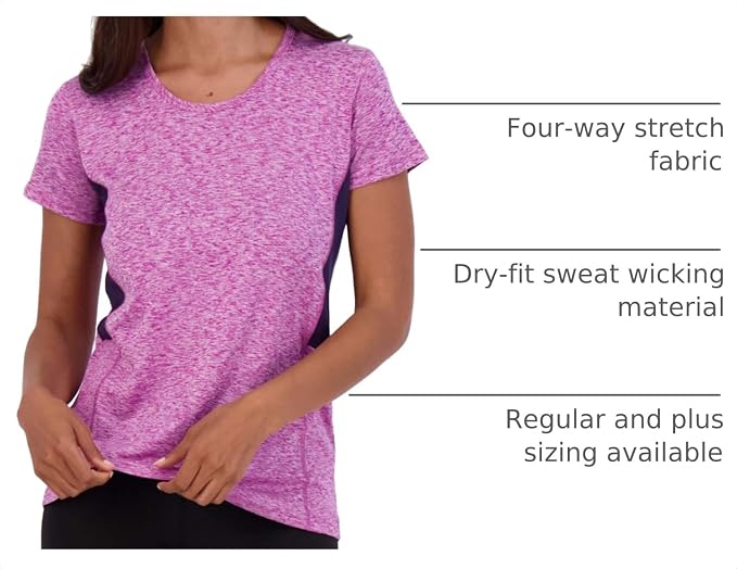 5 Pack Women's Dry Fit Short Sleeve Athletic Gym Workout Running Tops | Available in Plus Size, Exercise, Sports, Fitness, Quick Dry, Cooling, Moisture Wicking, Loose Basic Tees, Yoga, Pilates