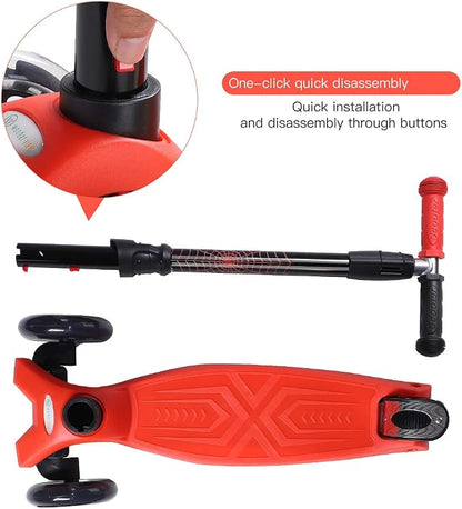 3 Wheel Scooter for Kids Ages 6-12,Kids Scooter with Light Up Wheels, Sturdy Deck Design, and 4 Height Adjustable Suitable for Kid Ages 3-12