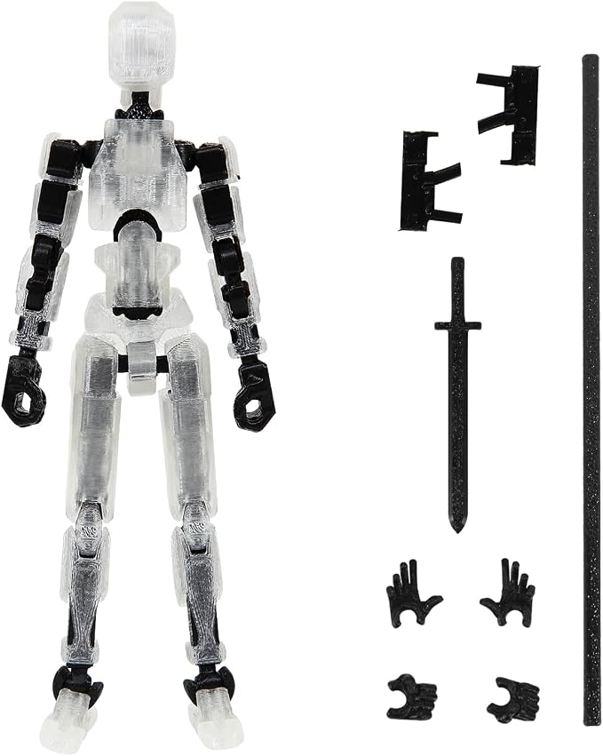 MerryXD T13 Action Figure,Assembly Completed Dummy Nova Tintan Lucky 13 Action Figure 3D Printed Multi-Jointed Movable Toy Clear
