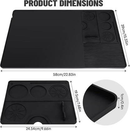 Silicone Coffee Mat Compatible with Ninja Luxe Espresso Coffee Machine ES601/ES701 & Most Home Espresso Machines - 23"x15" Anti-Slip Heat-Resistant - Maker Bar | Tamping Mat (2-in-1)