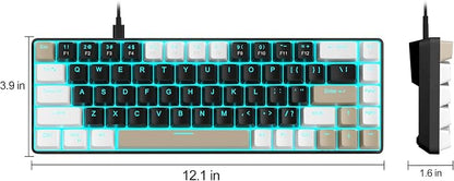 MageGee Portable 60% Mechanical Gaming Keyboard, MK-Box LED Backlit Compact 68 Keys Mini Wired Office Keyboard with Brown Switch for Windows Laptop PC Mac - Black/Coffee Color