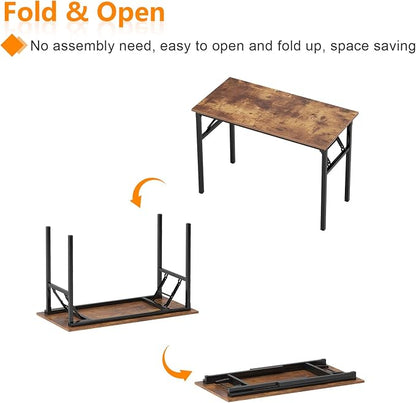 Need Home Office Desk - 62 Inches Large Computer Desk Sturdy Black Table Foldable Desk Gaming Computer Table No Assembly Required Rustic Brown AC5FB(157.5 * 60) | Black Frame Writing Gaming Work Table/Foldable Home Office Desk/Sewing Table, No Assembly...