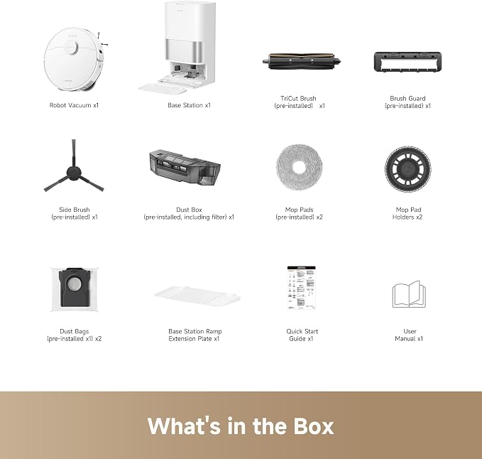 dreame D30 Ultra Robot Vacuum and Mop, All-in-One Base Station | 25,000Pa Powerful Suction, 100-Days Auto-Empty, MopExtend Tech for Edge Cleaning, Smart Obstacle Avoidance, White