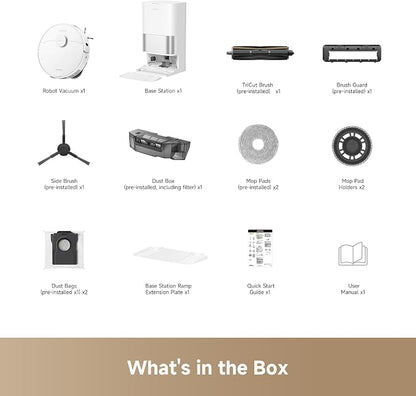dreame D30 Ultra Robot Vacuum and Mop, All-in-One Base Station | 25,000Pa Powerful Suction, 100-Days Auto-Empty, MopExtend Tech for Edge Cleaning, Smart Obstacle Avoidance, White
