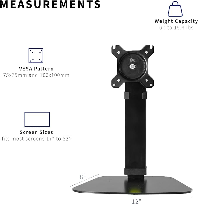 VIVO Mechanical Free Standing Single Monitor Mount Desk Stand, Tall Height Adjustable Arm for Screens up to 32 inches, Black, STAND-V001V