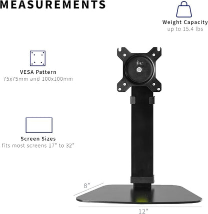 VIVO Mechanical Free Standing Single Monitor Mount Desk Stand, Tall Height Adjustable Arm for Screens up to 32 inches, Black, STAND-V001V