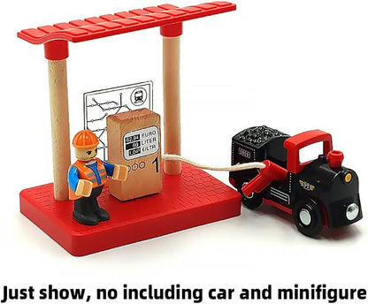 Wooden Crane Toy Set with Train Cars - Compatible with Major Wooden Rail Brands - Ages 3-5