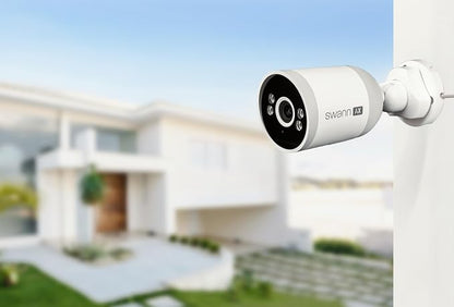 Swann AdvancedX Wired 4K Security Camera PoE Outdoor Bullet, Color Night Vision, Smart AI Video Analytics/Alerts, Advanced Motion Detection