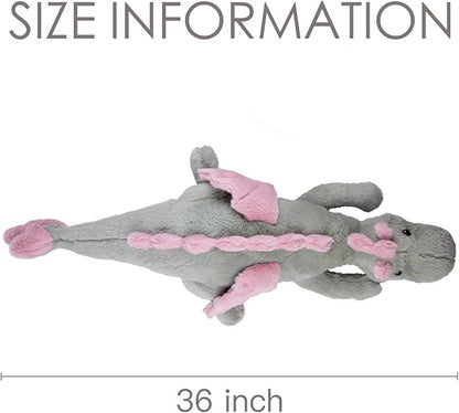 ARELUX Large 36in Cute Dragon Stuffed Animals Plush Toy Soft Matcha Green Pterosaur Plushie Giant Fuzzy Dinosaur Pillow Plushies with Pink Wings Cuddly for Friends Family Member